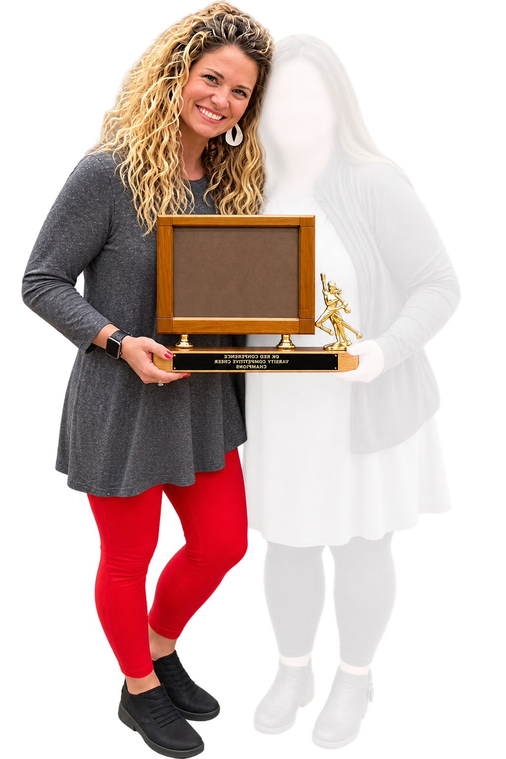 Katie with a championship coaching trophy