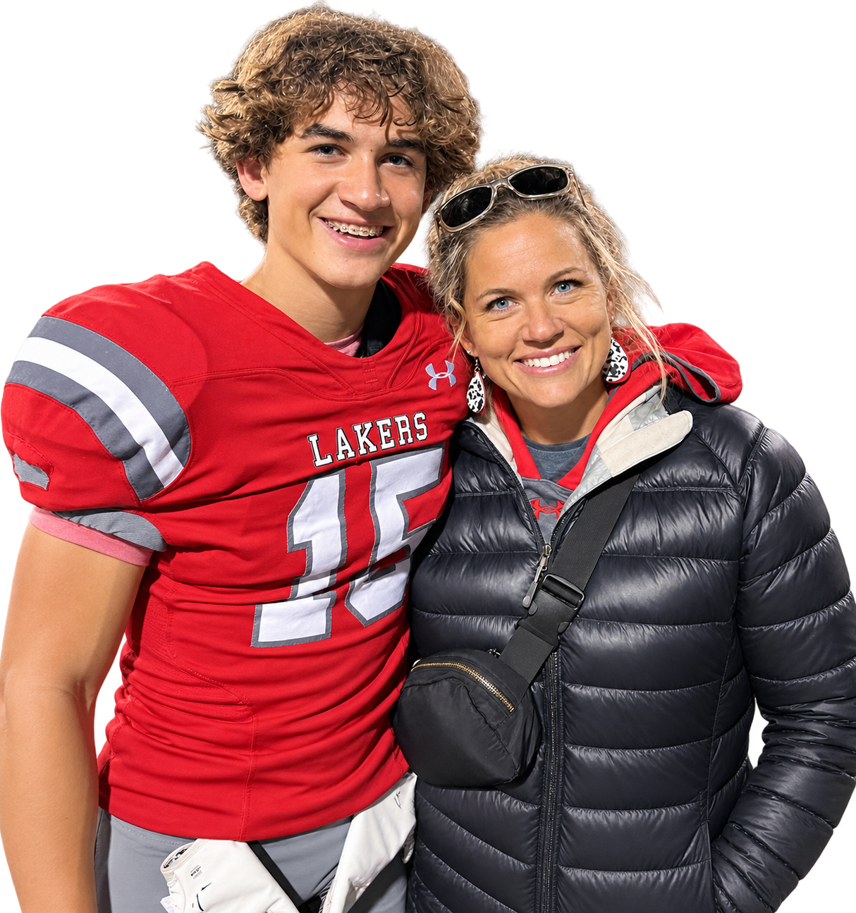 Katie with her son at a Spring Lake football game